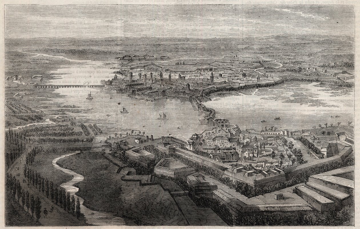 Utsikt över staden Mantua (Mantova, Mantua) på 1800-talet av Unknown artist