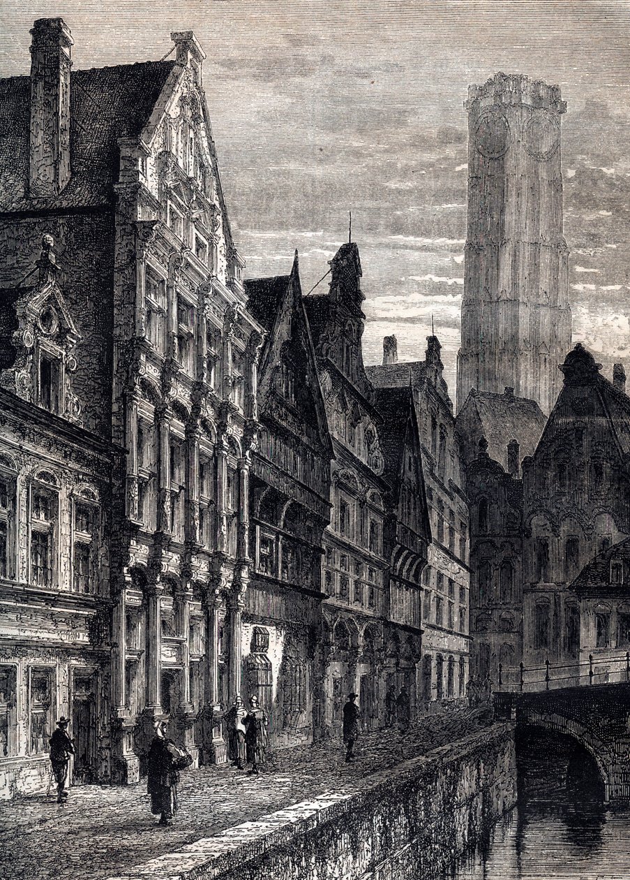 Utsikt över staden Mechelen i Belgien - Utsikt över staden Mechelen i Belgien - ca. 1867 av Unknown artist
