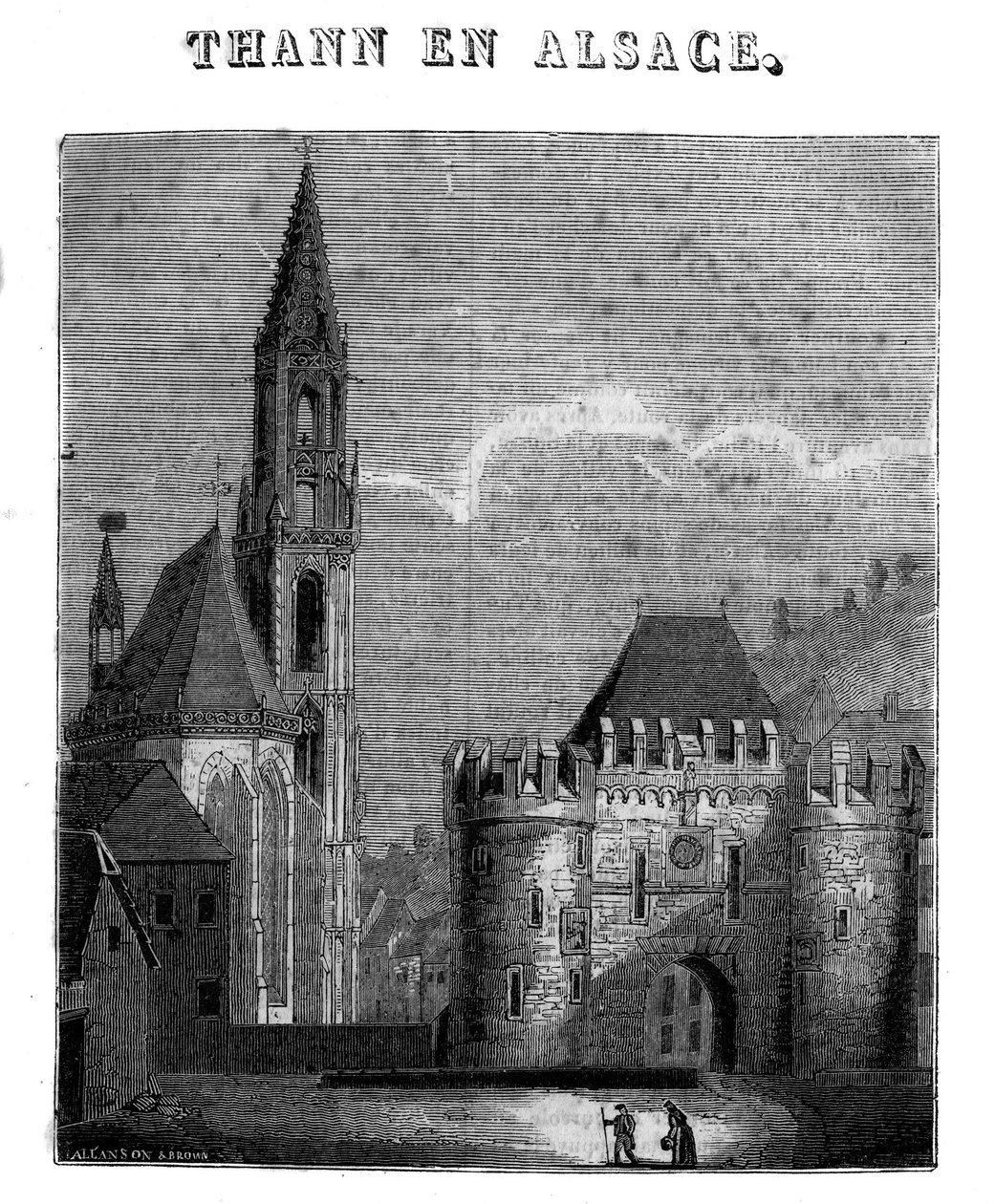 Utsikt över staden Thann i departementet Haut-Rhin i Alsace. av Unknown artist