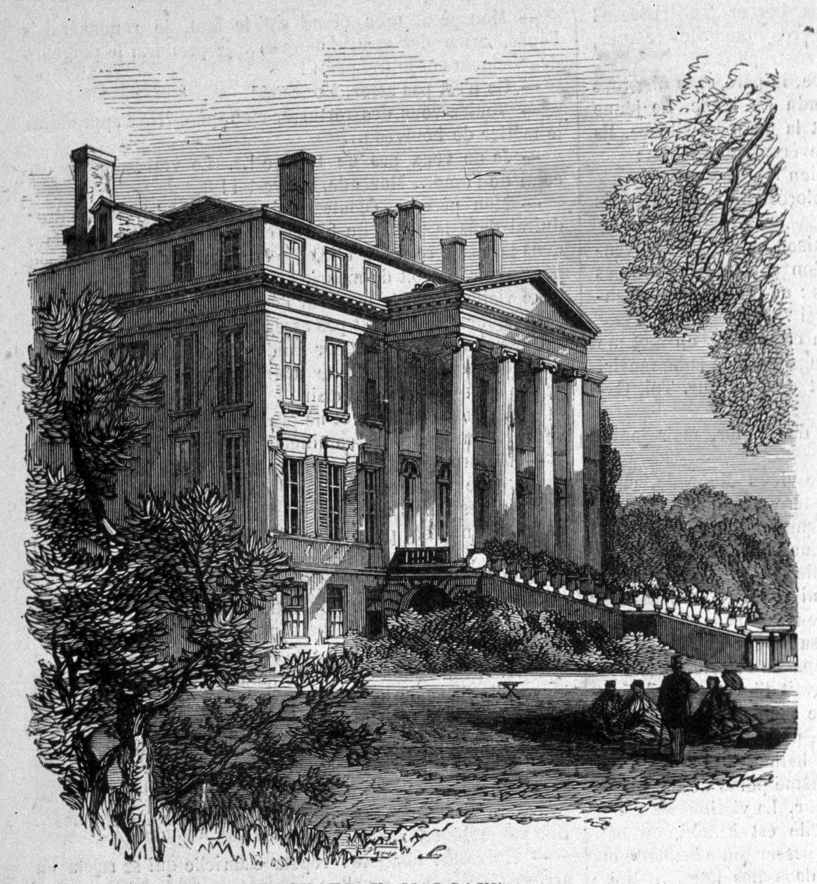 Utsikt över gården Chateau Margaux (33), där Bordeaux första Grand Cru föddes. Gravyr av 1800-talet. av Unknown artist