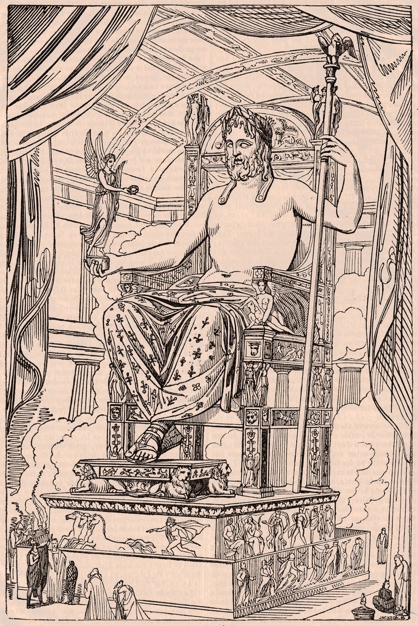 Vy över den gigantiska statyn av Olympian Zeus av Phidias av Unknown