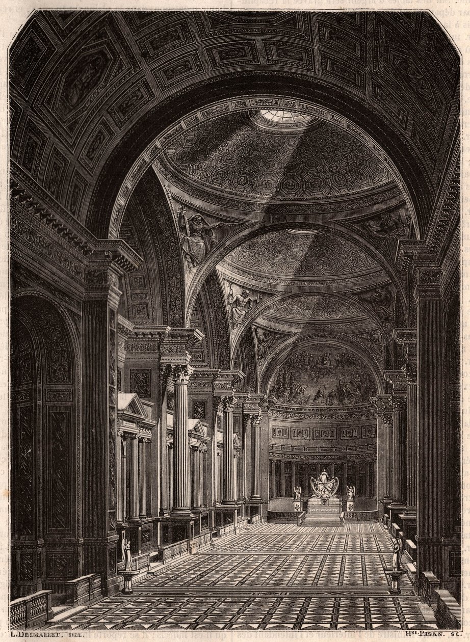 Utsikt över interiören av kyrkan Madeleine i Paris 1843, strax efter att den öppnat för gudstjänst av Unknown