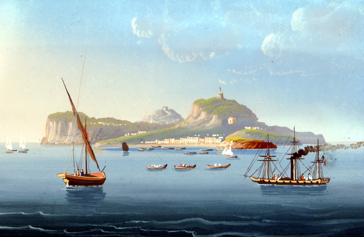Utsikt över ön Capri. 1830. Anonym målning av Unknown artist