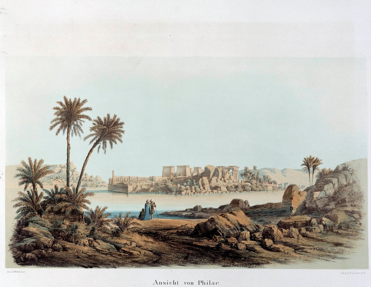 Utsikt över ön Philae i Egypten. 1800-talets Paris, Frankrikes högskola av Unknown artist