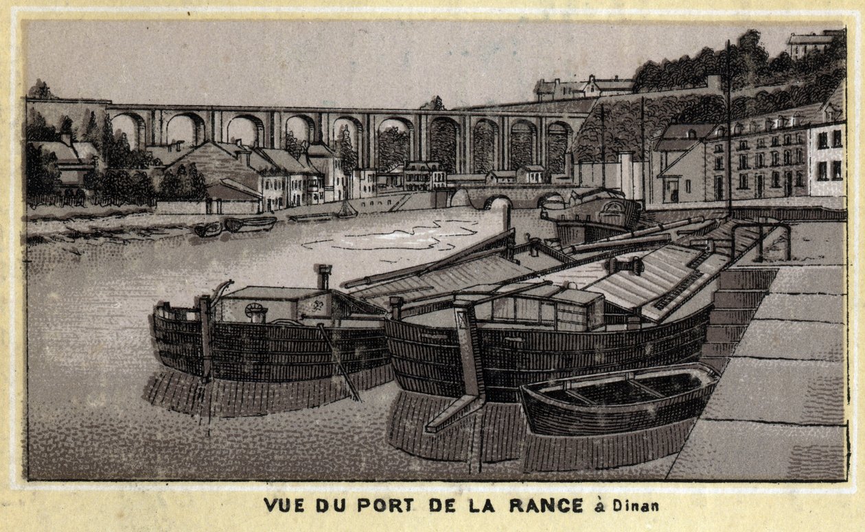 Utsikt över porten de la Rance i Dinan, Cote d