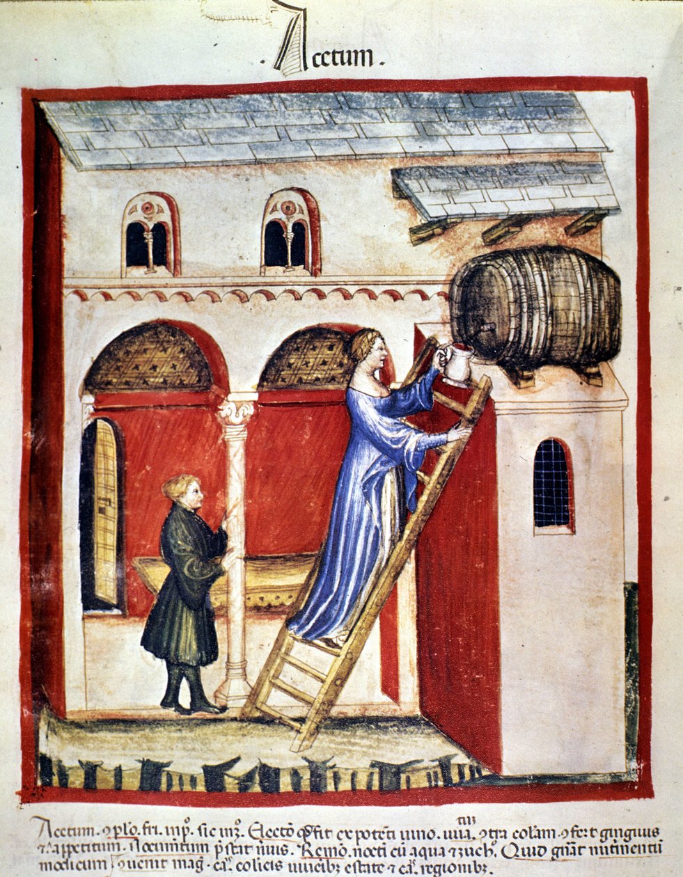 Vinägerproduktion. Belysning från mjölkning av medicin och diet "" Tacuinum sanitatis"" av Unknown artist