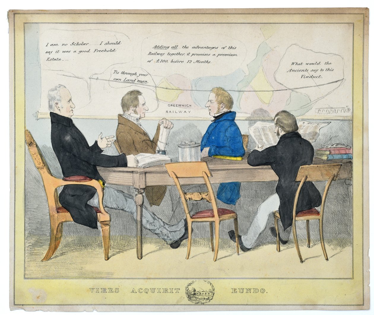 Vires Acquirit Eundo (Vi samlar kraft när vi går), c.1835 (handfärgad litografi på papper) av Unknown artist