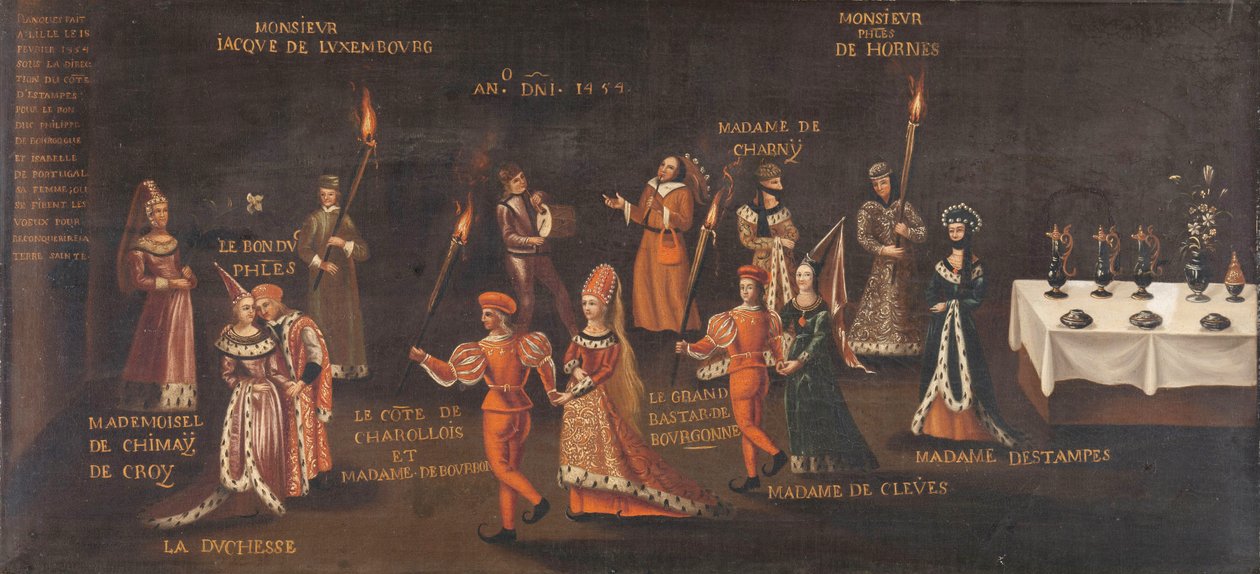Fasanlöftet (Philip den gode och Isabella vid fasanfesten i Lille 1454), ca. 1500- c.1599 (olja på duk) av Unknown artist