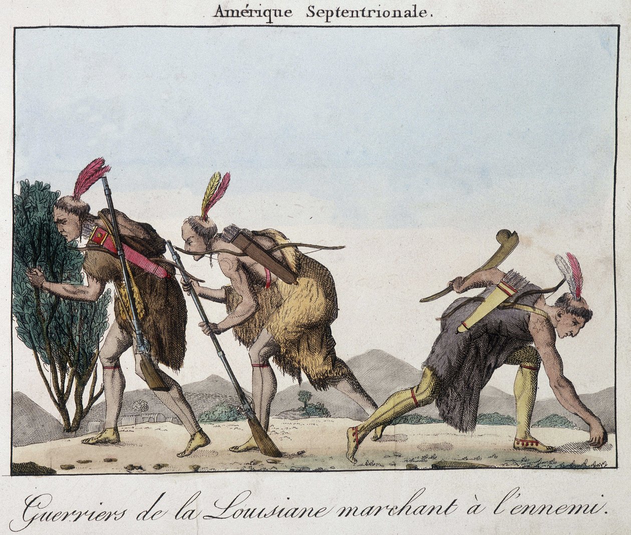 Warriors of Louisiana i fiendens fotspår - gravyr av Unknown artist