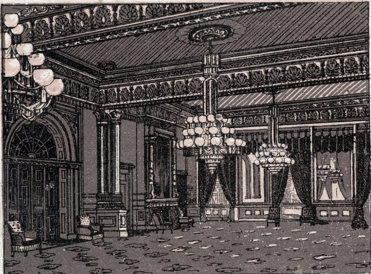 Washington, USA: utsikt över East Room, Vita huset. i "" Världen illustrerar 168 vyer"" Odaterat (slutet av 1800-talet) av Unknown artist