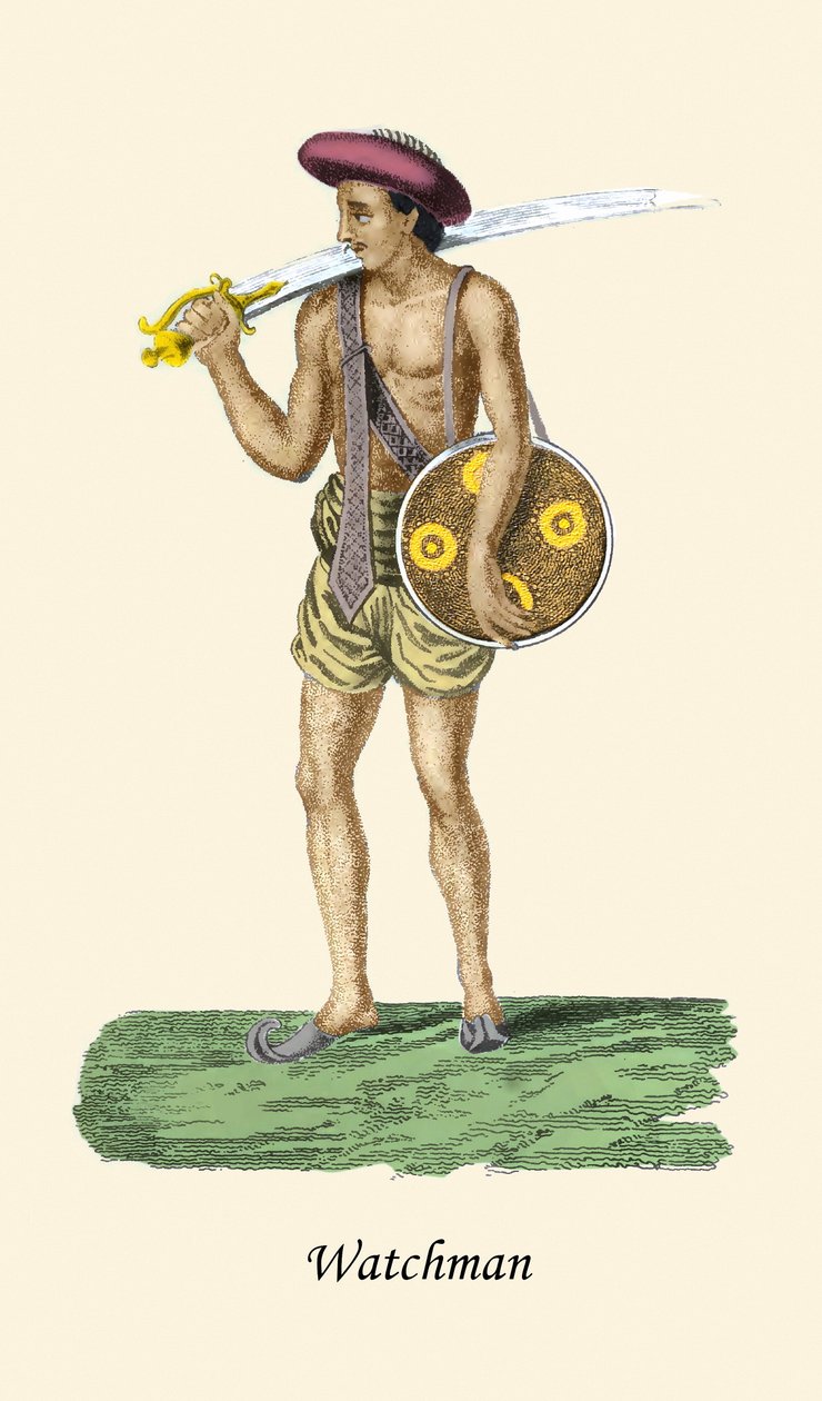 Väktare med svärd och sköld av Unknown Artist