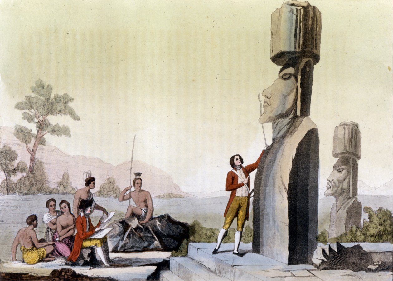 Västerlänningar (inklusive Jean-Francois Galaup, greve av La Perouse (Jean Francois Laperouse av Unknown artist