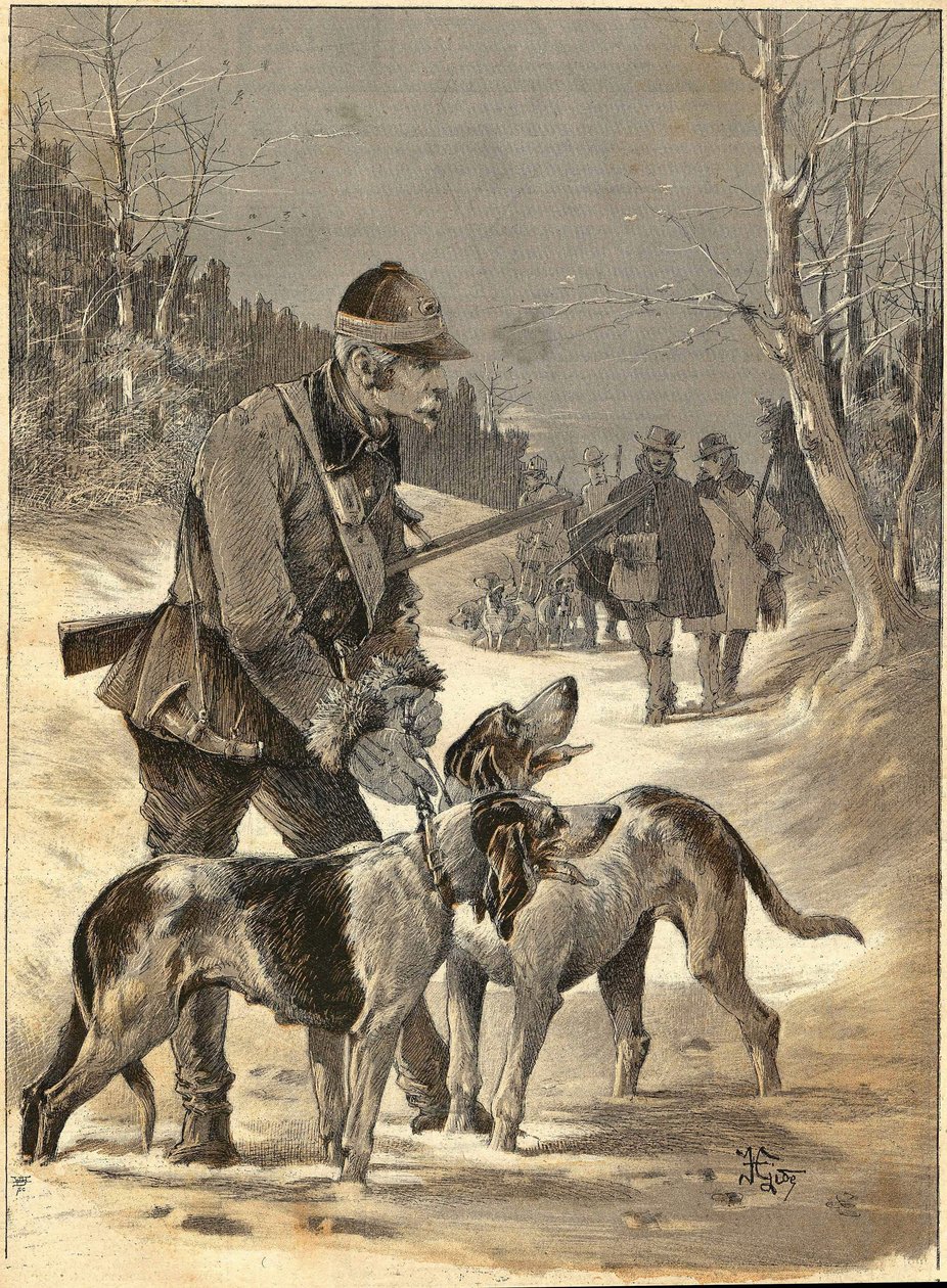 Träjakt efter Gides akvarell. 1892. av Unknown artist