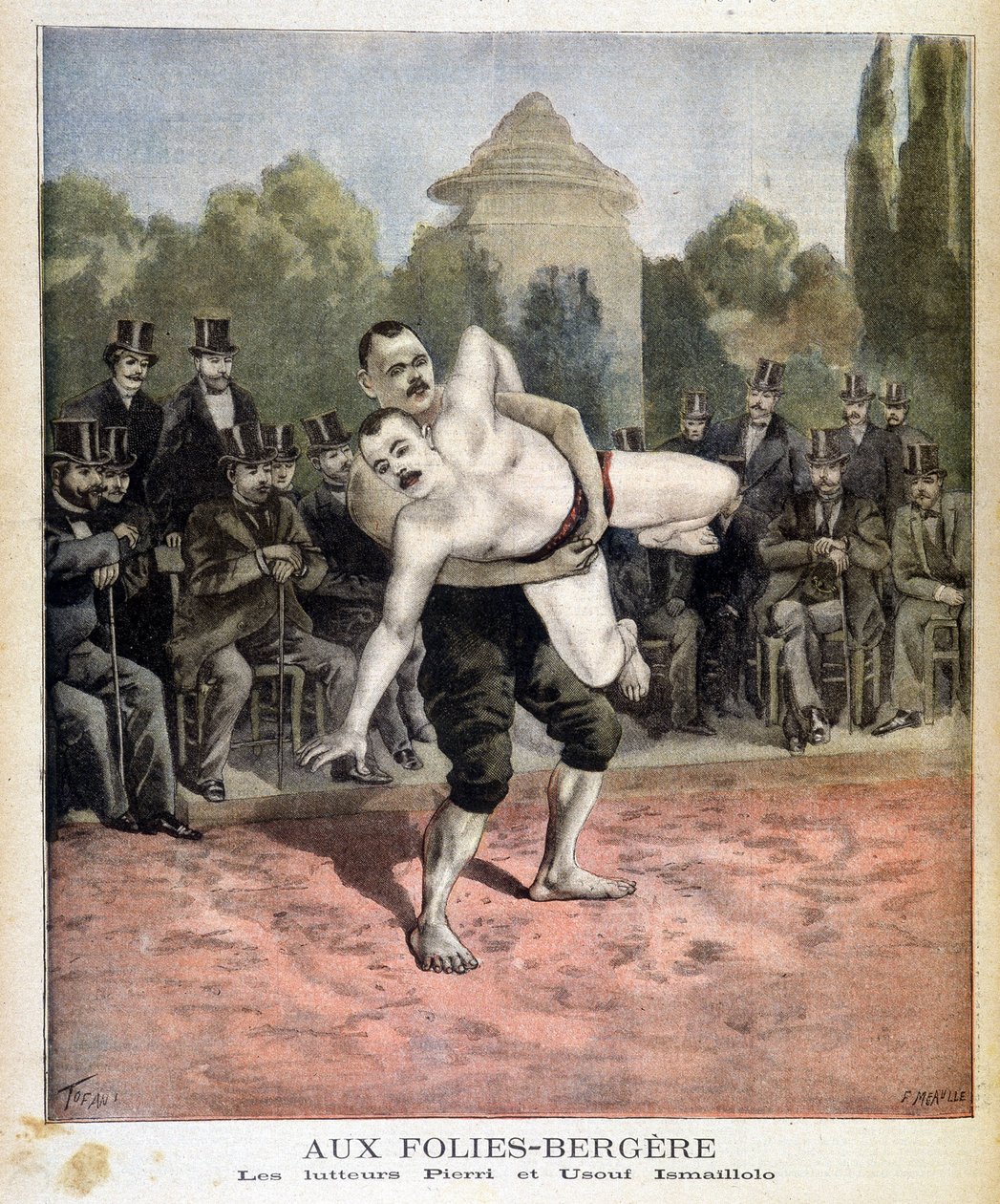 Brottarna Pierri och Ussouf Ismaillolo på Folies Bergeres i Paris. I Le petit journal, 1895-03-31. av Unknown artist