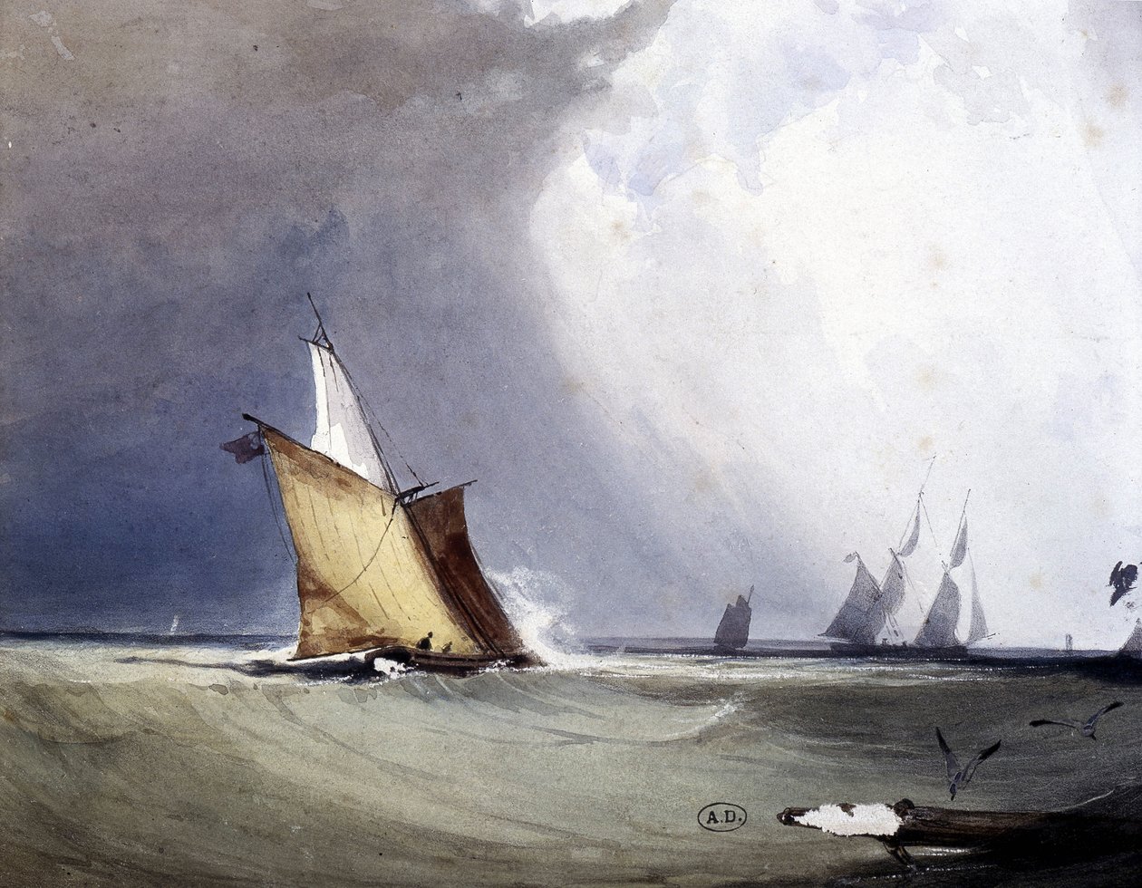 Yachter till havs, sent 1800-tal av Unknown artist