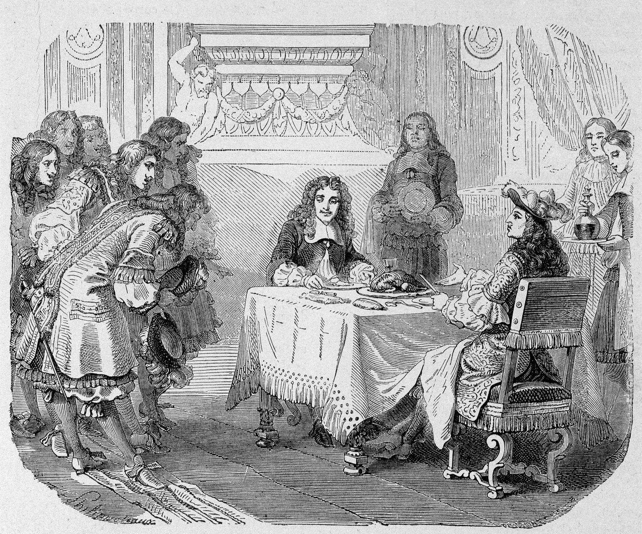 Ni ser mig, mina herrar, sa kungen, är upptagen med att äta Moliere: Louis XIV och Moliere attables - i "Paris genom århundradena"" av Unknown artist