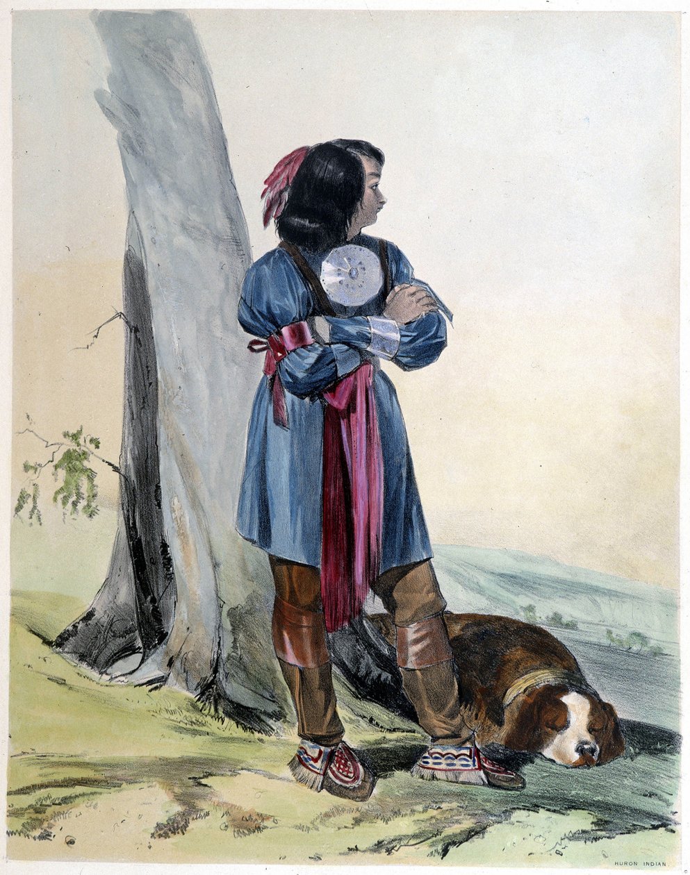 Young Indian Huron and His Dog - i "" Shyths sketcher in the Canadas"" av Coke Smyth, London av Unknown artist