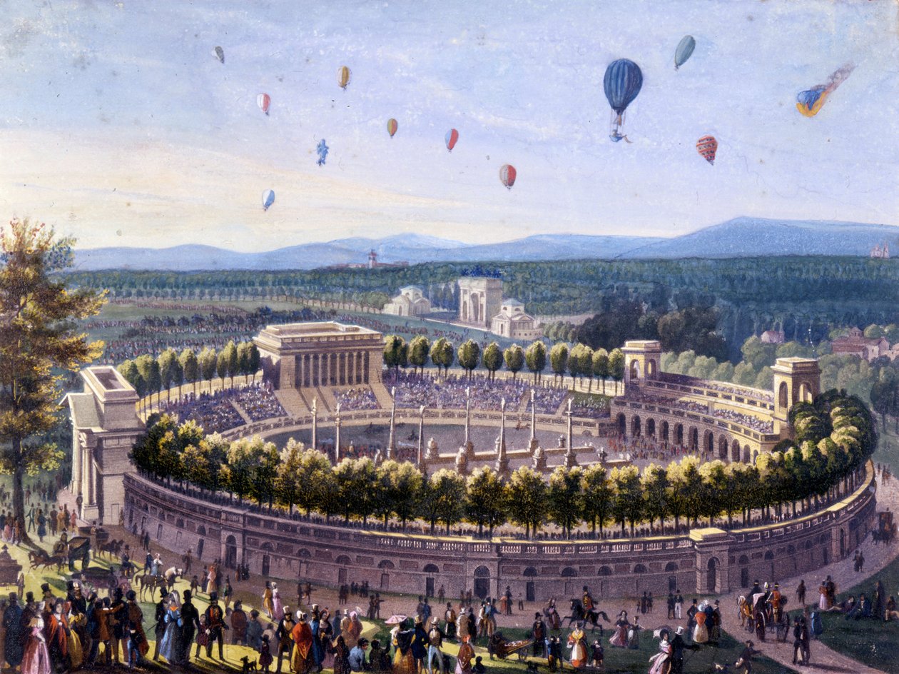 ballonghändelse i Milano 1830. Anonym aquerelle från 1830 . av Unknown artist