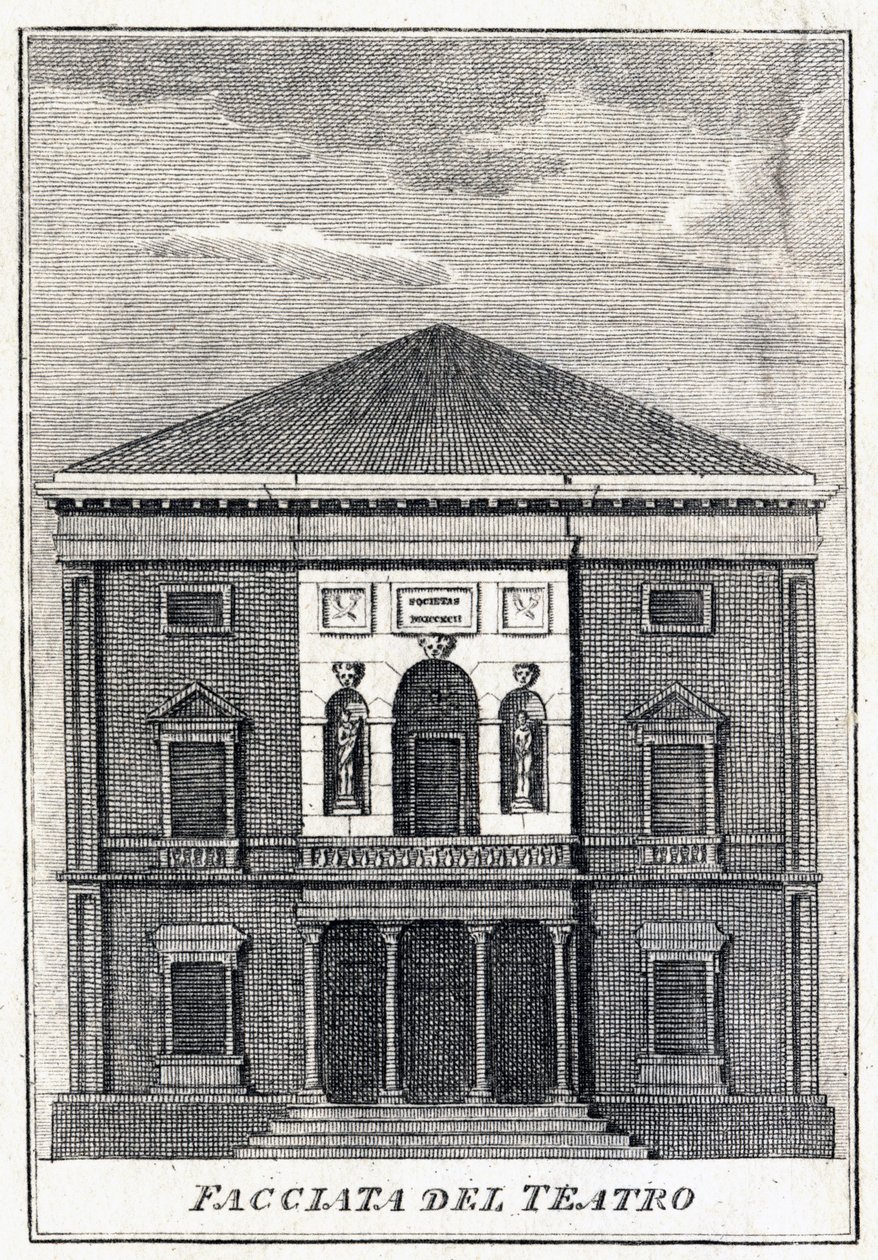 fasaden på Fenice-teatern i Venedig i mitten av 1800-talet. av Unknown artist