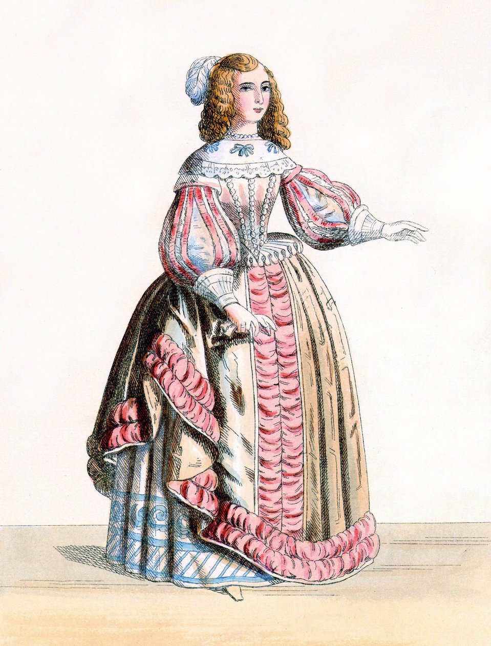 porträtt av Catherine de Braganza (1638-1705), drottning gemål till kung Charles II av England. gravyr från 1860. av Unknown artist