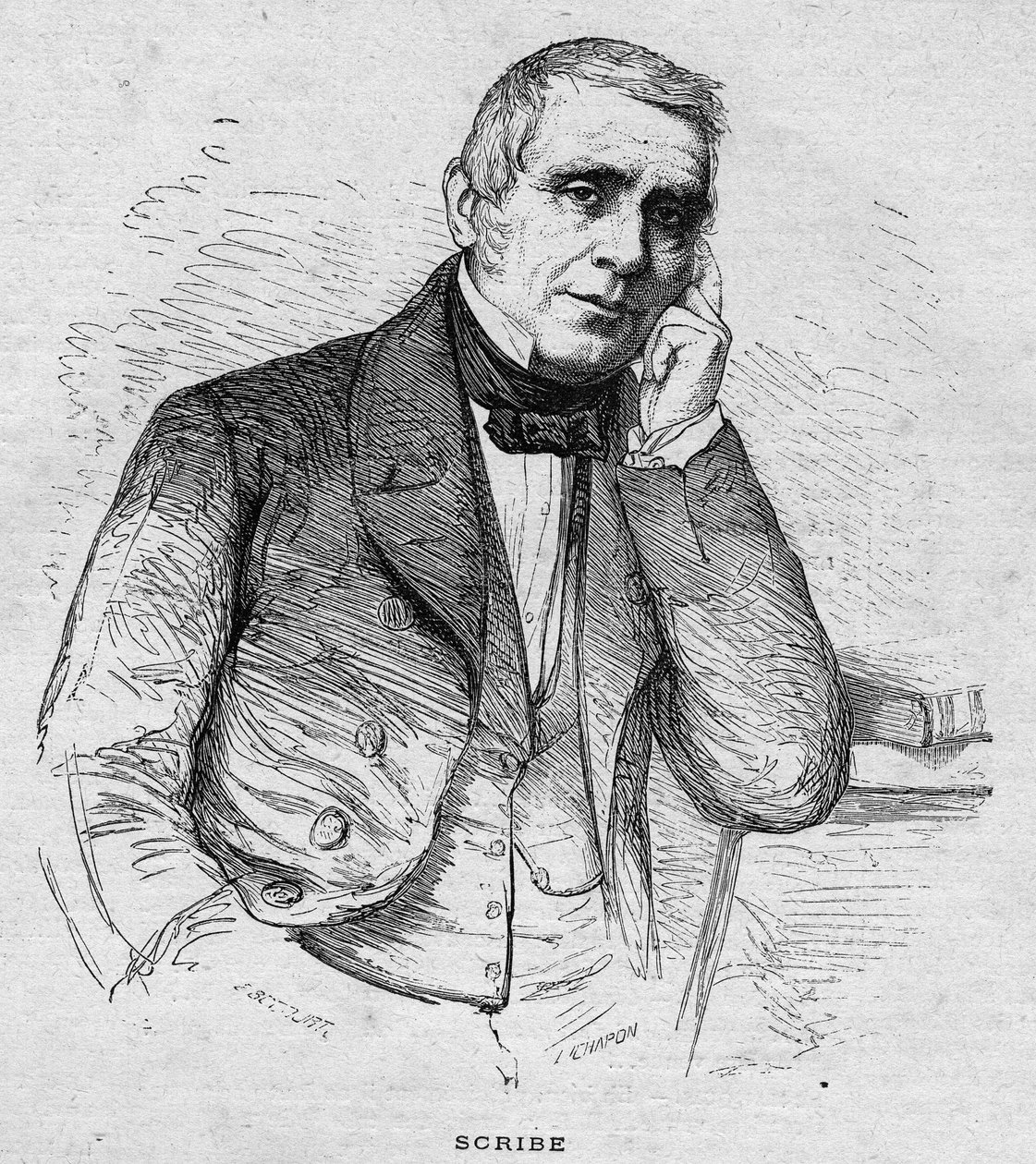 porträtt av Eugène Scribe. Fransk dramatisk författare (1791 till 1861) gravyr från 1892 av Unknown artist