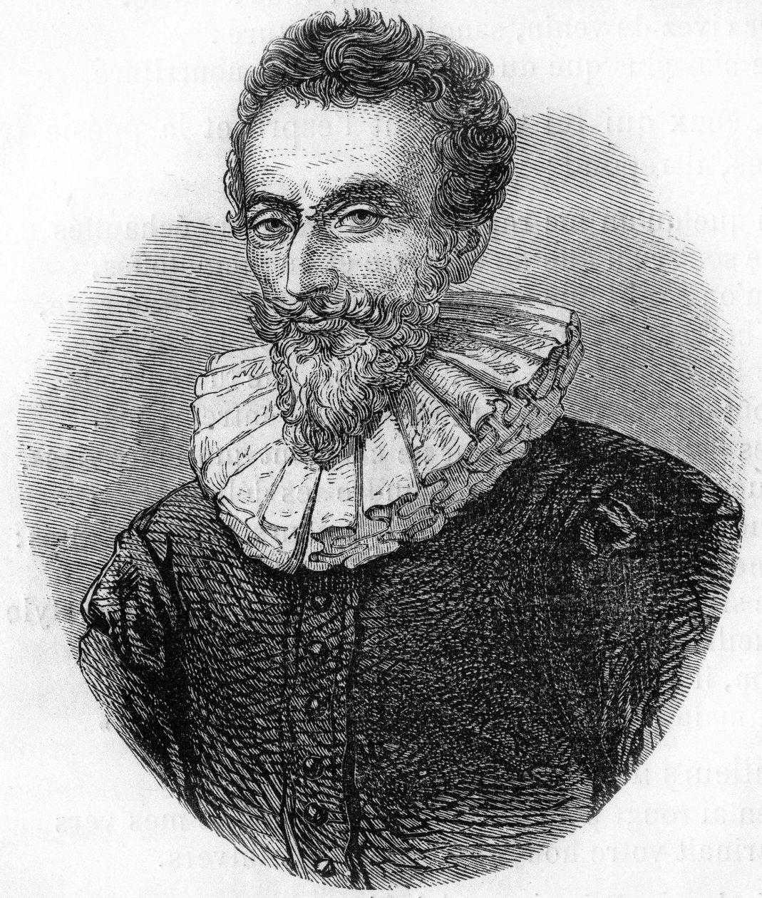 porträtt av François de Malherbe.Fransk poet (1555 till 1628). gravyr från 1866. av Unknown artist