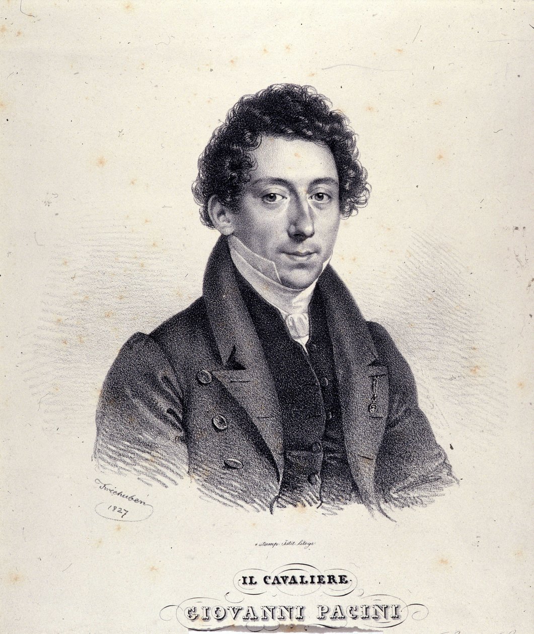 porträtt av Giovanni Pacini, italiensk kompositör (1796-1867). av Unknown artist