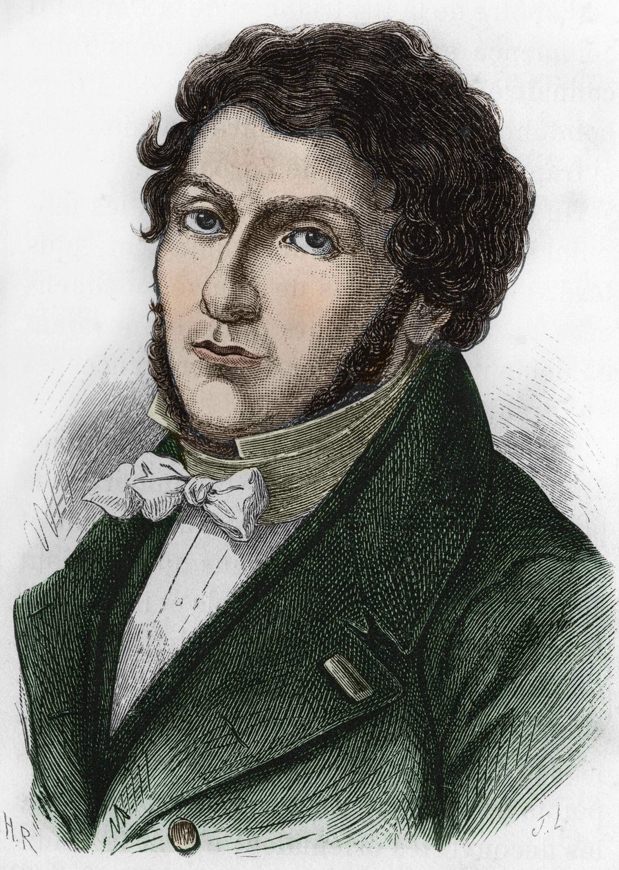 porträtt av Jean François (Jean-Francois) Champollion kallad Champollion den unga franske egyptologen (1790 till 1832). av Unknown artist