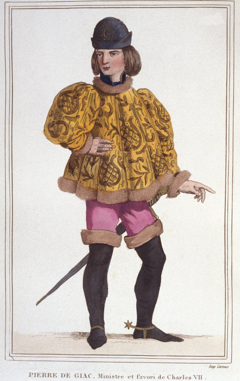 porträtt av Pierre de Giac, favorit hos Charles VII, minister och finansintendent. Gravyr från 1830 av Unknown artist