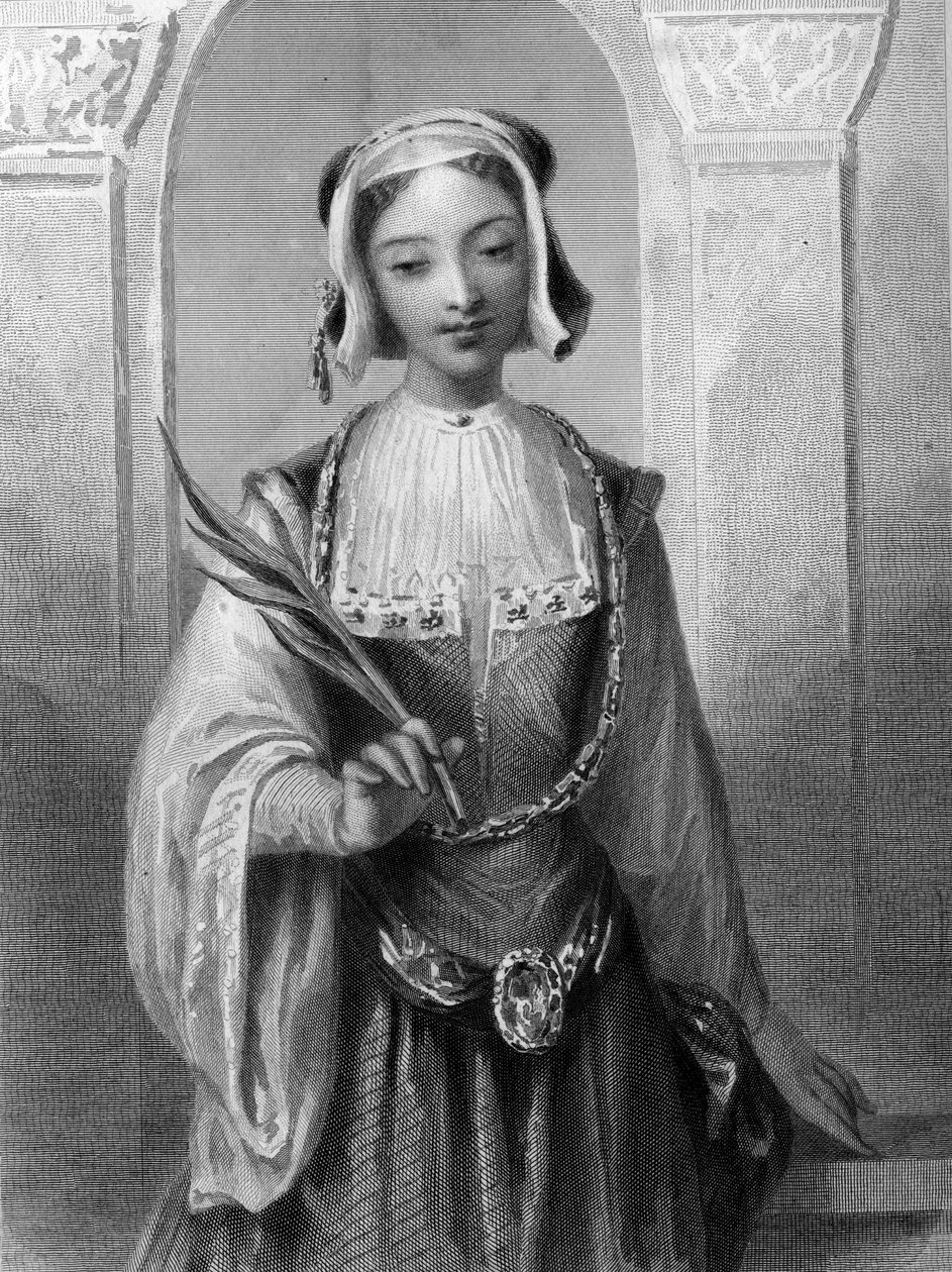 porträtt av Saint Justine, jungfru och martyrskap i Antiokia. av Unknown artist