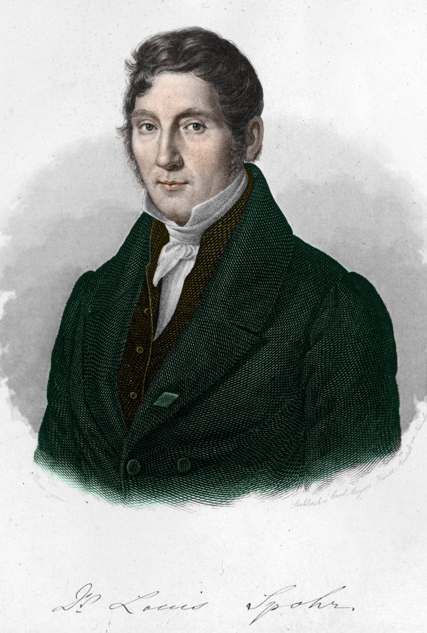 porträtt av den tyske kompositören Louis Spohr (1784-1859). av Unknown artist