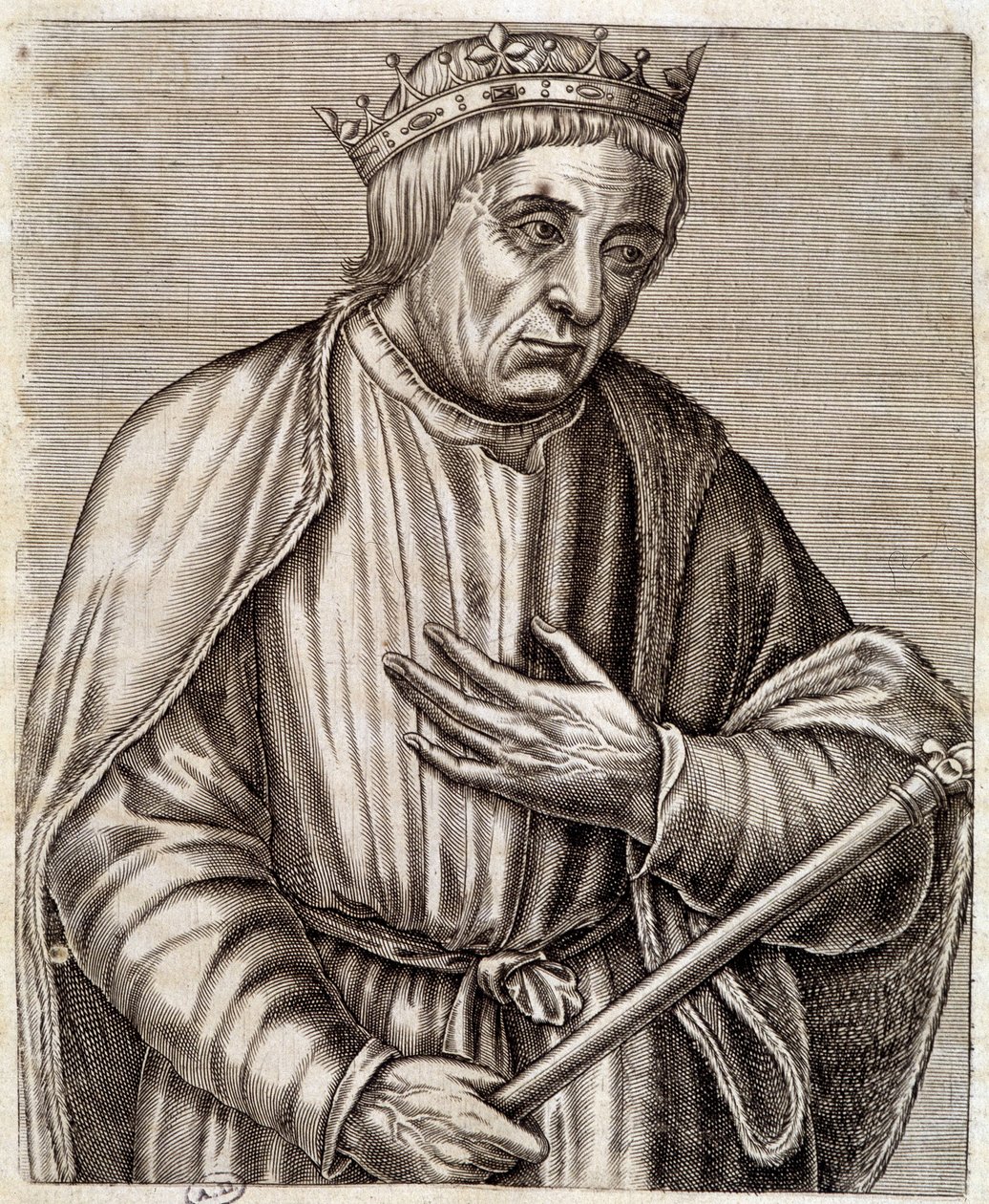 porträtt av kungen av Polen Casimir III den store. 1310-1370. gravyr från 1600-talet. av Unknown artist