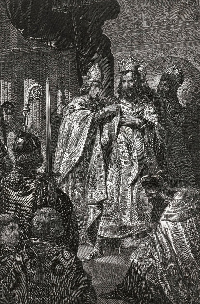 sacre de Baudouin de Boulogne dit Baudouin Ier (v. 1065-1118), roi de Jerusalem - Baldwin I:s kröning på juldagen 1100 par Anonymous av Unknown artist