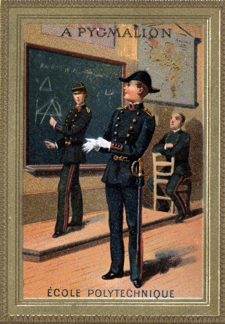 studenter vid Ecole Polytechnique. Kromolitografi. Slutet av 1800-talet. av Unknown artist