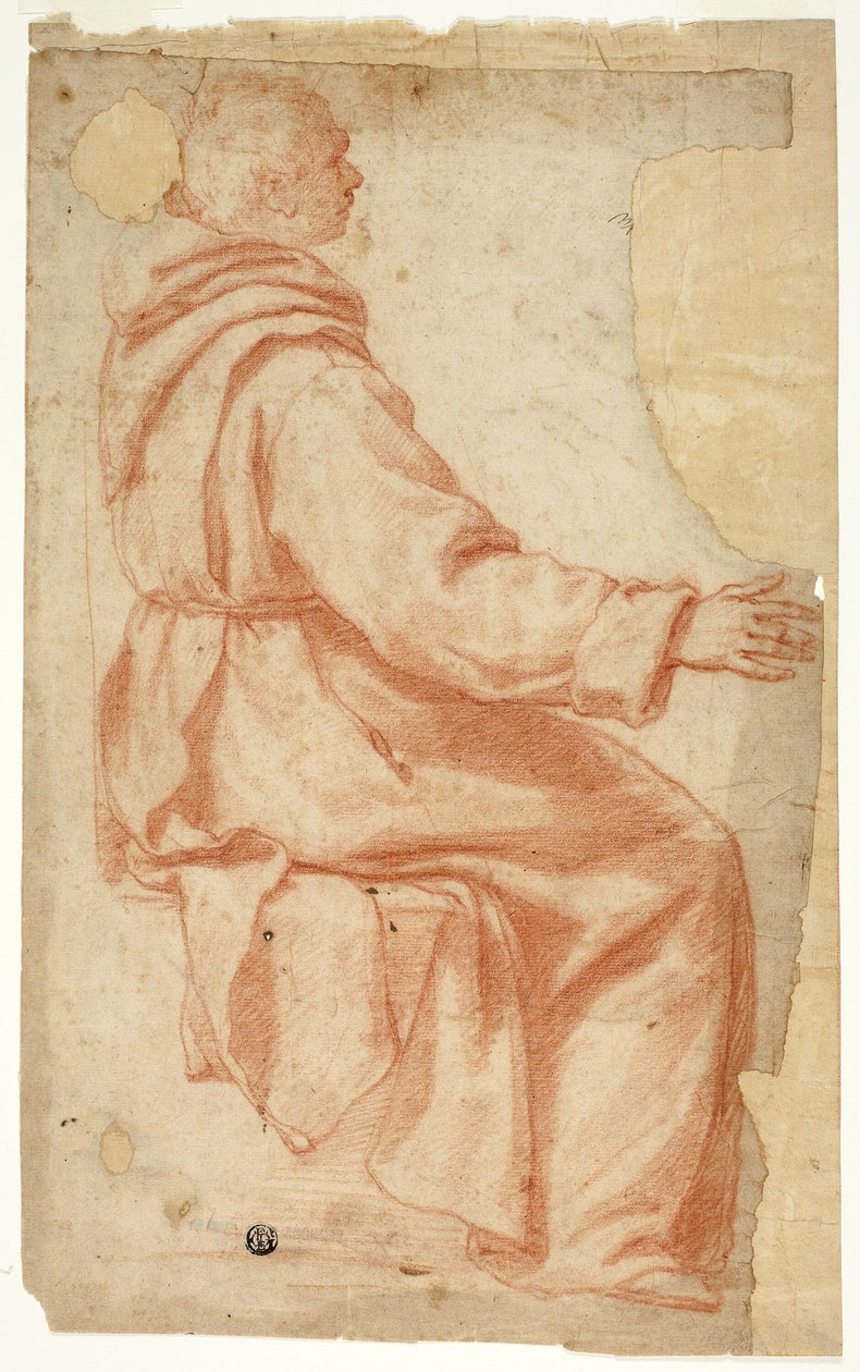 Sittande munk i profil till höger av Unknown Florentine