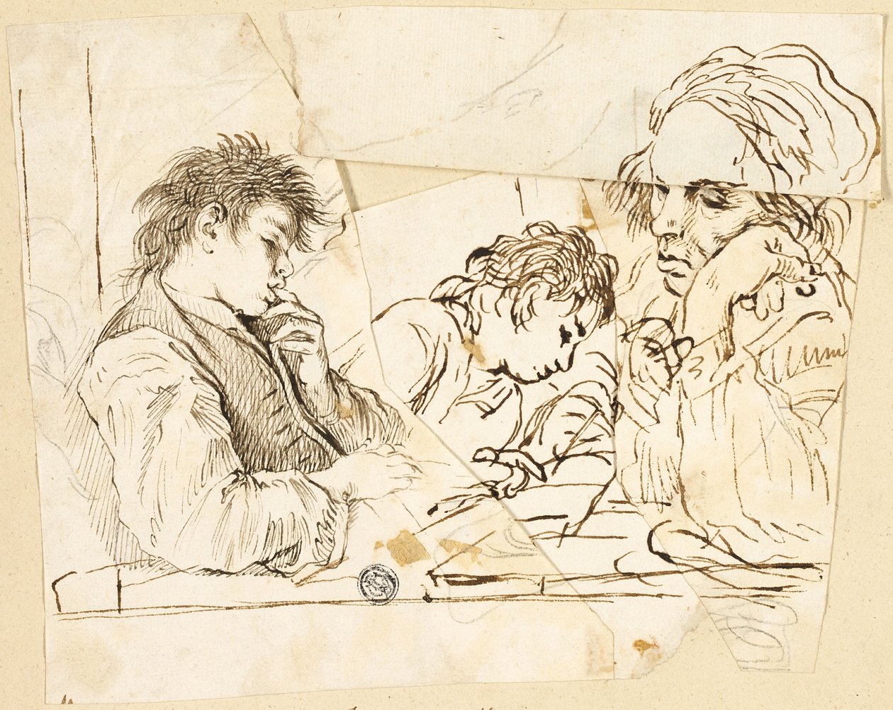Sketcher av skolpojkar av Unknown Italian