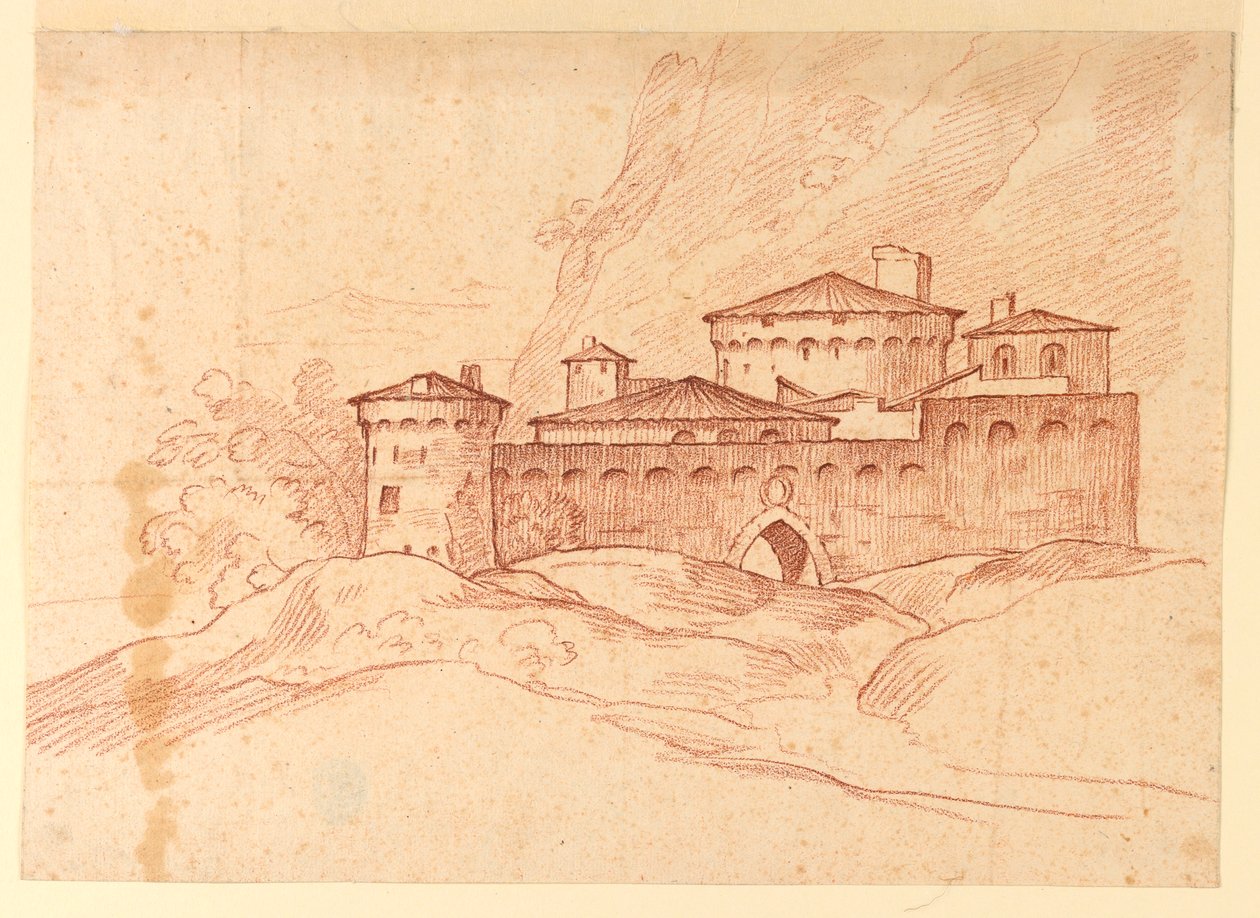 Teckning, Slott i bergen, 1810-1830 av Unknown artistUnknown artist