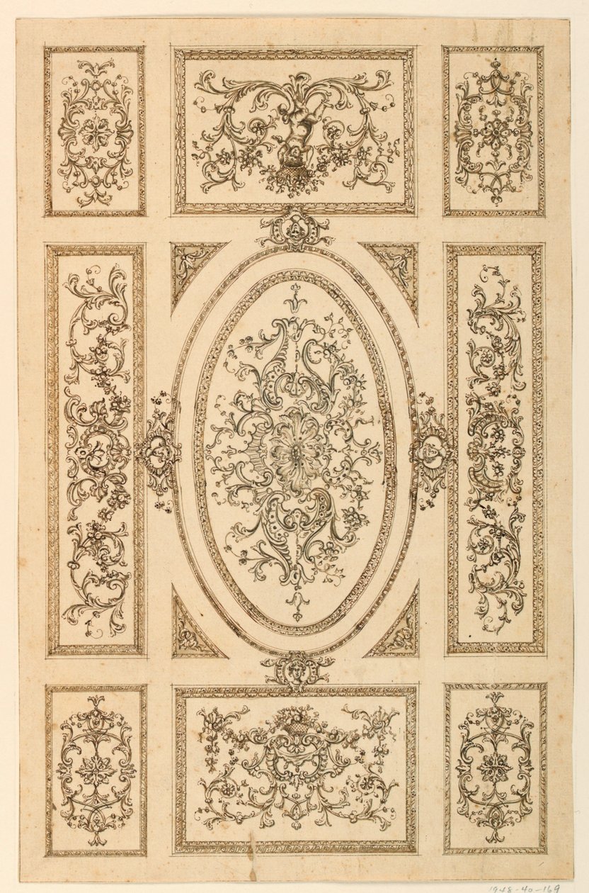 Teckning, takdesign, ca 1750 av Unknown artistUnknown artist