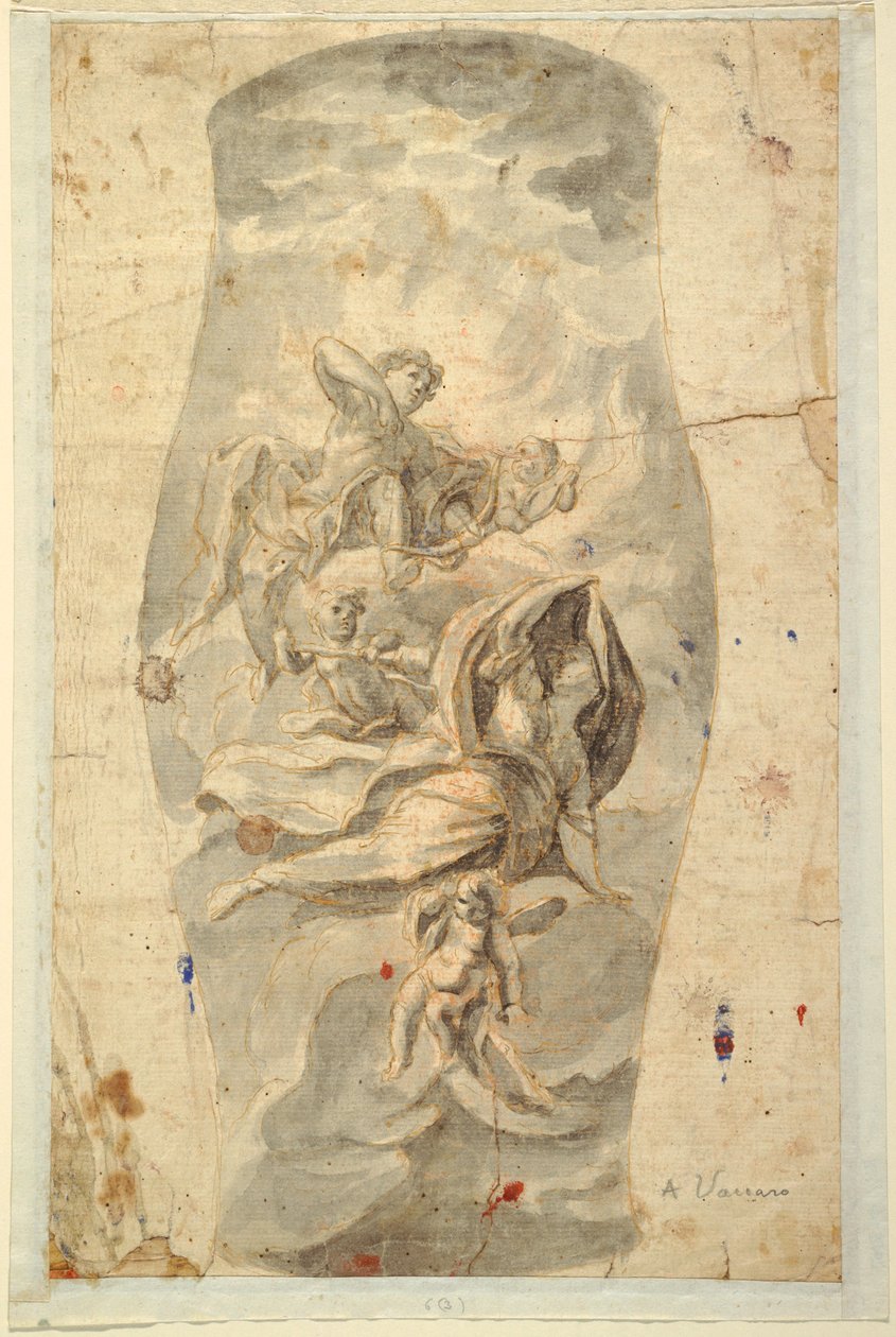 Teckning, takutformning med Apollo, ca 1780 av Unknown artistUnknown artist