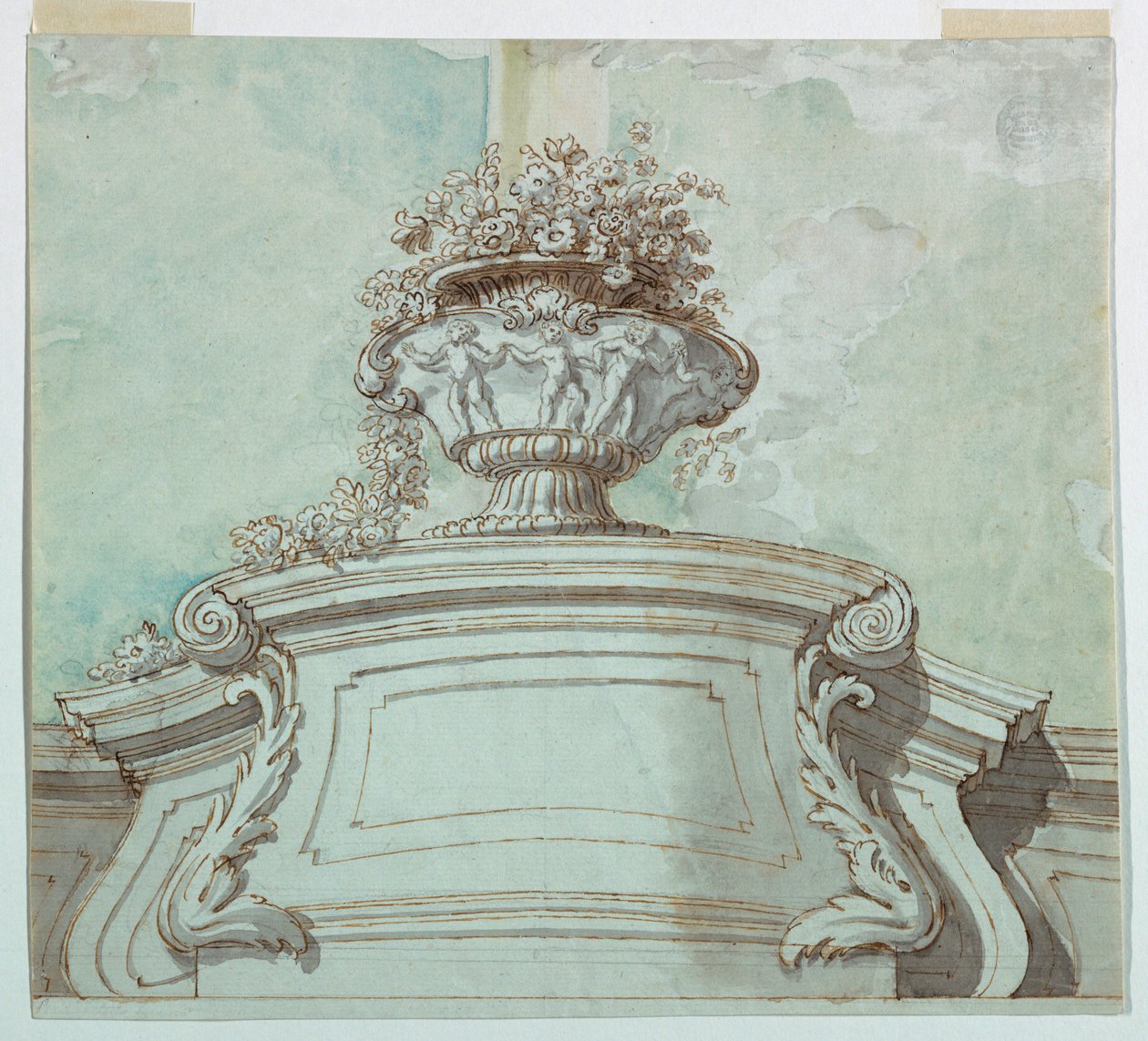 Teckning, Centralpanel till tak, 1750-1800 av Unknown artistUnknown artist