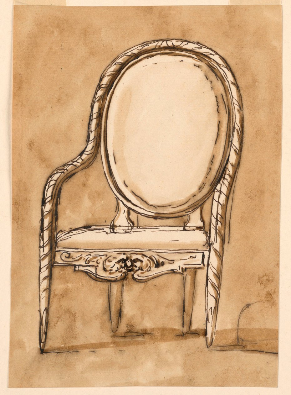 Teckning, stol, 1780-1790 av Unknown artistUnknown artist