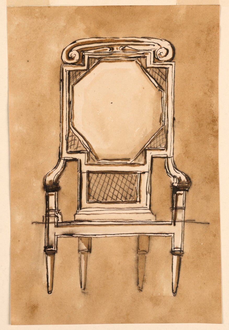 Teckning, stol, 1780-1790 av Unknown artistUnknown artist