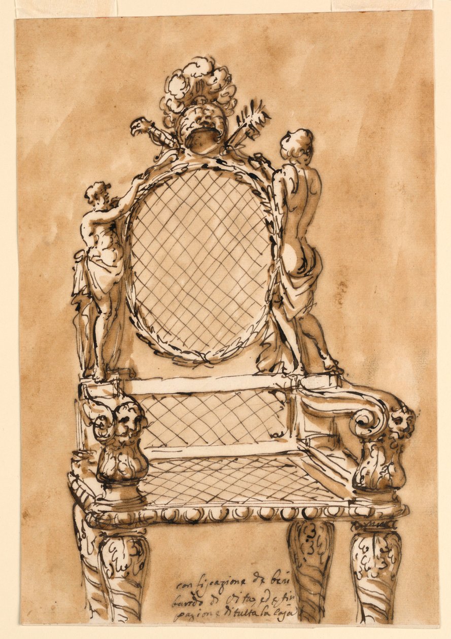 Teckning, stol, 1780-1790 av Unknown artistUnknown artist