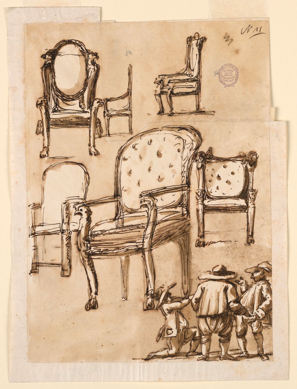 Teckning, Stolar, 1780-1790 av Unknown artistUnknown artist