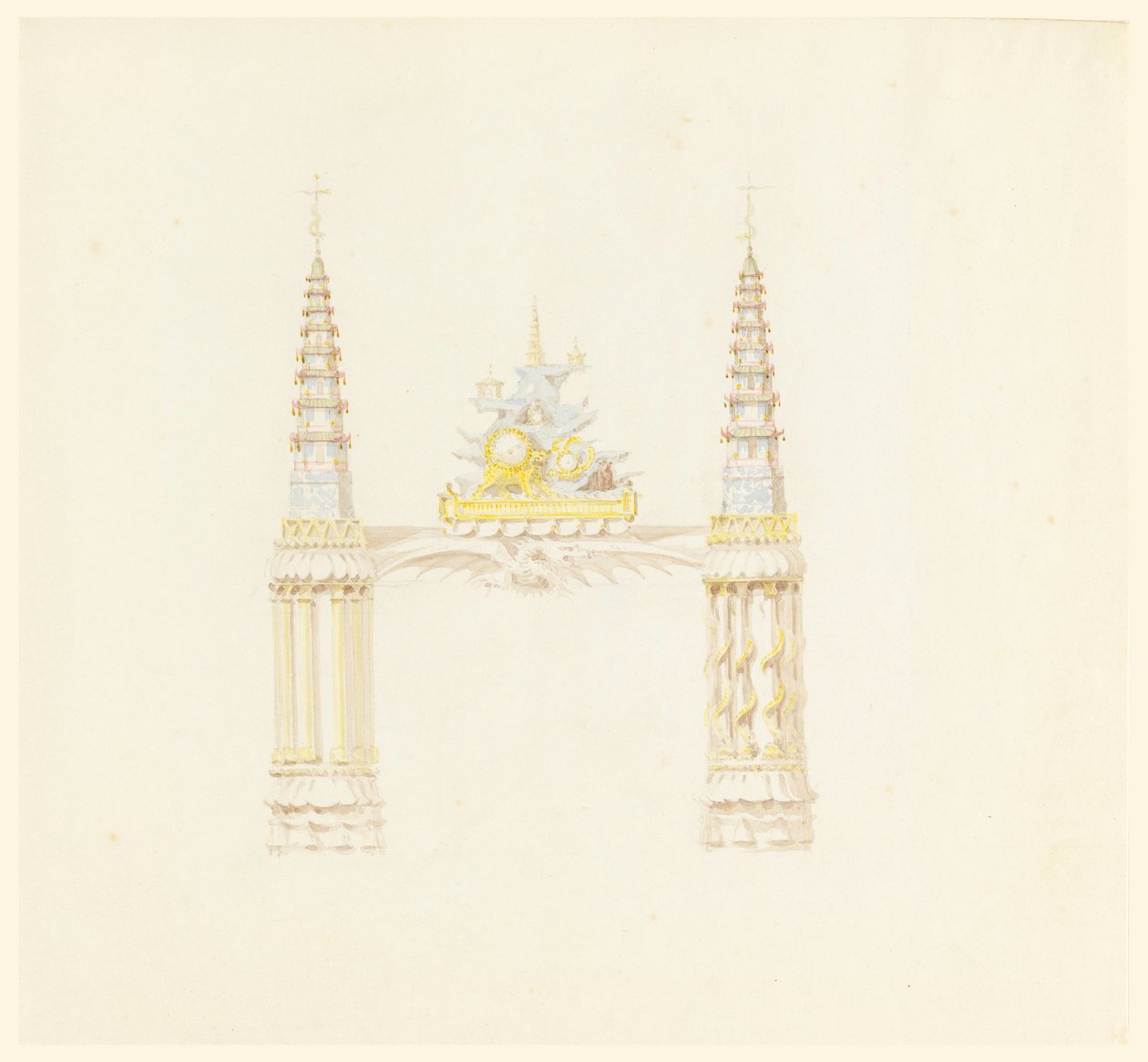 Ritning, skorstensstock, musikrummets västra vägg, ca 1820 av Unknown artistUnknown artist