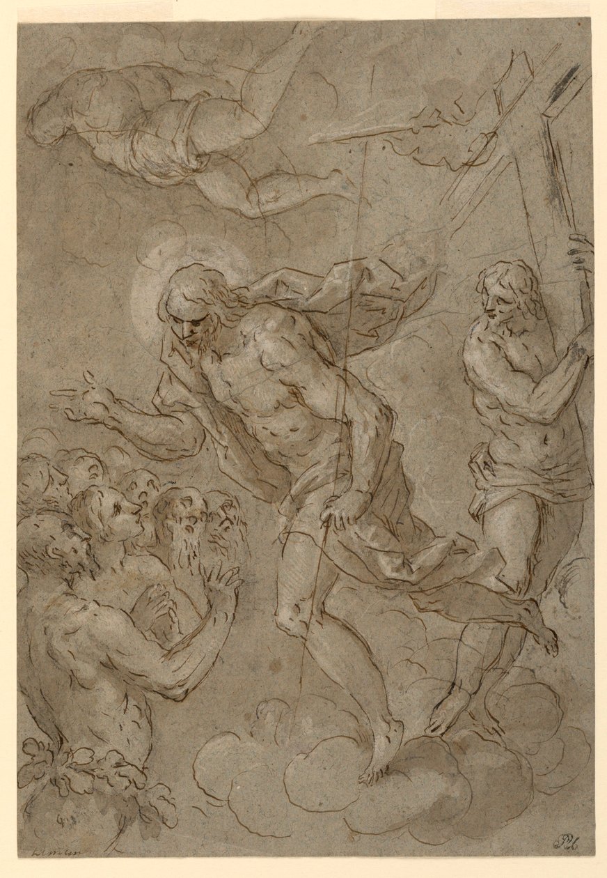 Teckning, Kristus i Limbo, 1625-1628 av Unknown artistUnknown artist