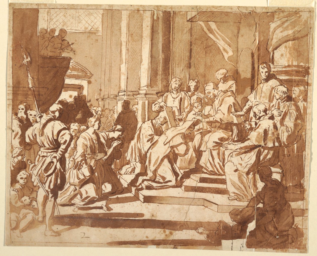 Teckning, Clemens XI utnämner sin systerdotter till nunna, ca 1700 av Unknown artistUnknown artist