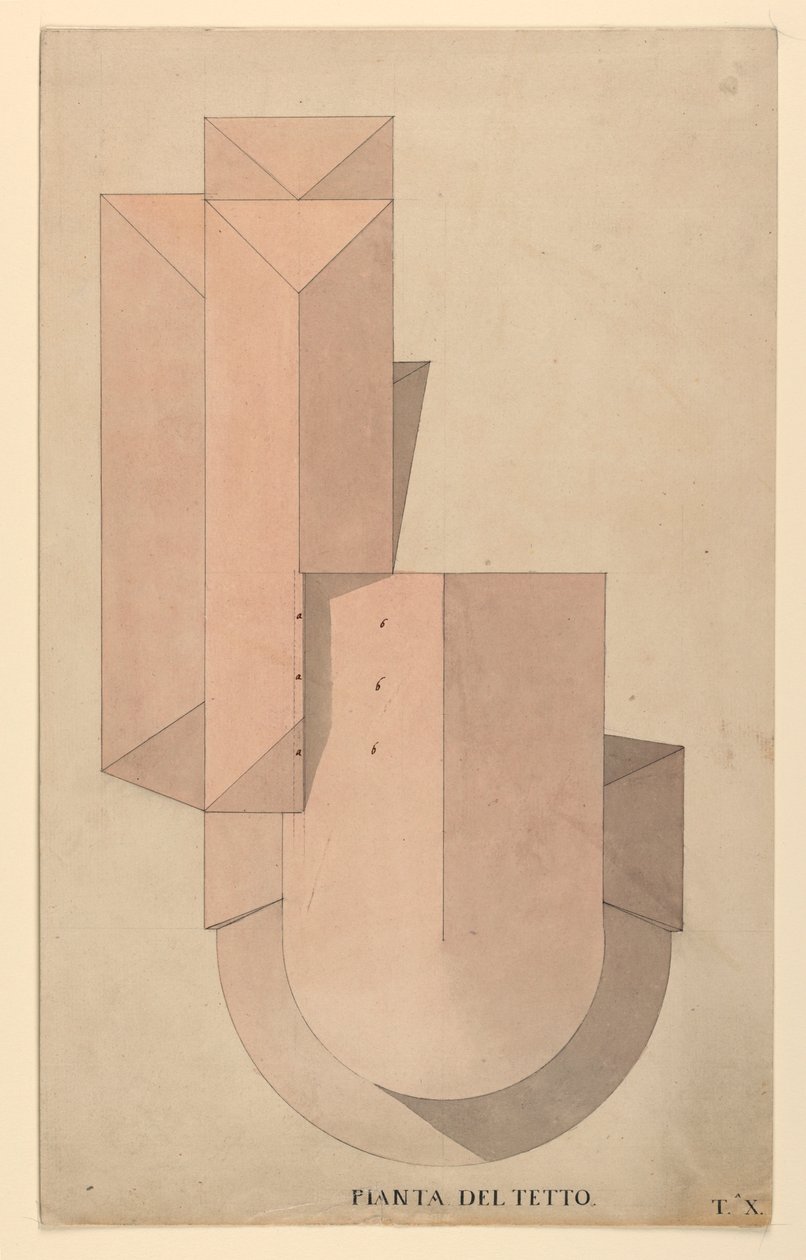 Ritning, tävlingsförslag för La Fenice, Venedig: Takplan, 1788 av Unknown artistUnknown artist