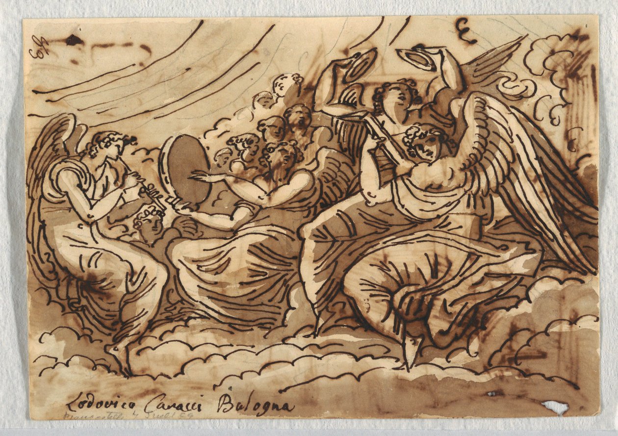 Teckning, Änglarnas konsert, 1813-18 av Unknown artistUnknown artist