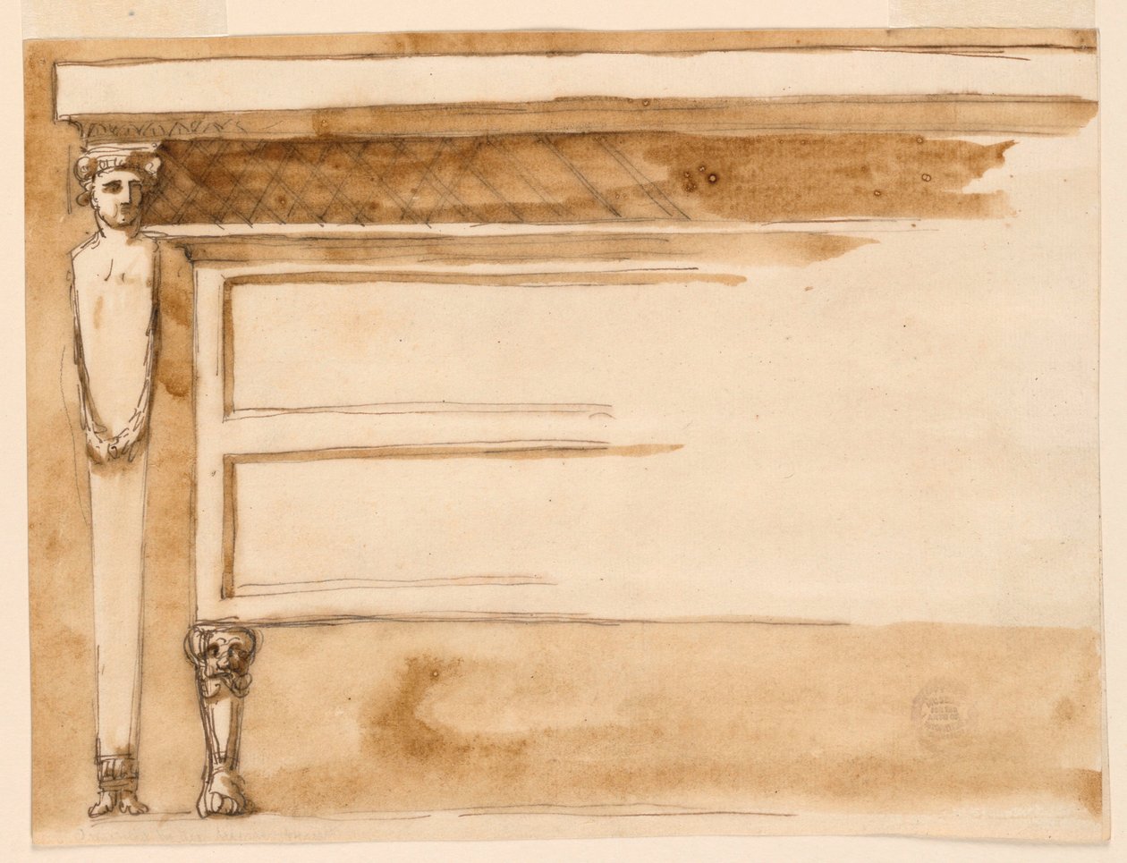 Teckning, konsolbord och byrå, ca 1795 av Unknown artistUnknown artist